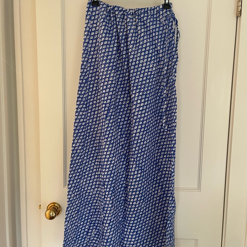 J. Crew Blue and White Leaf Print Skirt